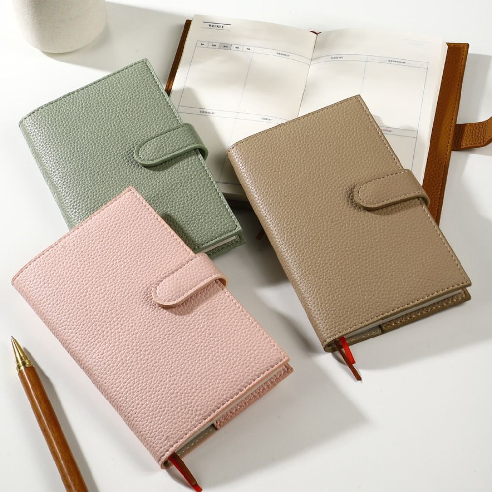 Leatherwork Books - Diary Litchi Leather Portable Notebook Exquisite