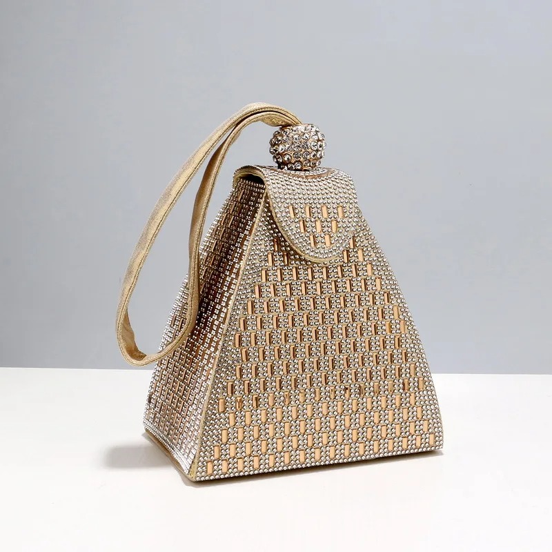 Leatherwork Wallet - Rhinestones Luxury Evening Bags For Women