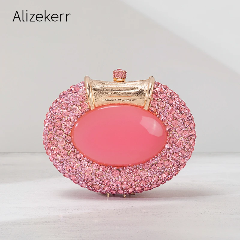 Leatherwork Wallet - Alizekerr Oval Shaped Crystal Evening Bag