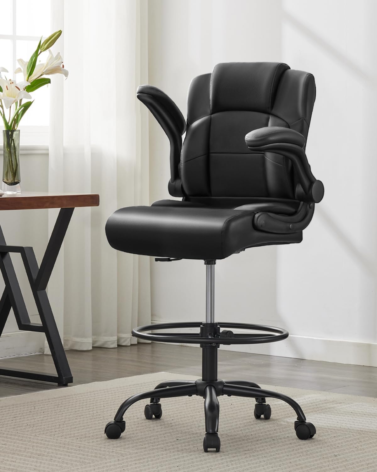 Leatherwork Products - Ergonomic Drafting Chair, Tall Office Chair