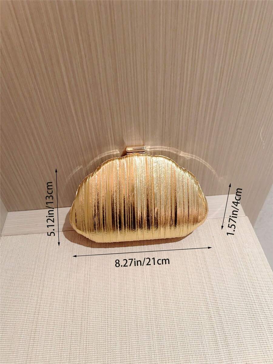 Gold Shiny Leather Box Clutch  - Leather Work Handbag 评论和价格