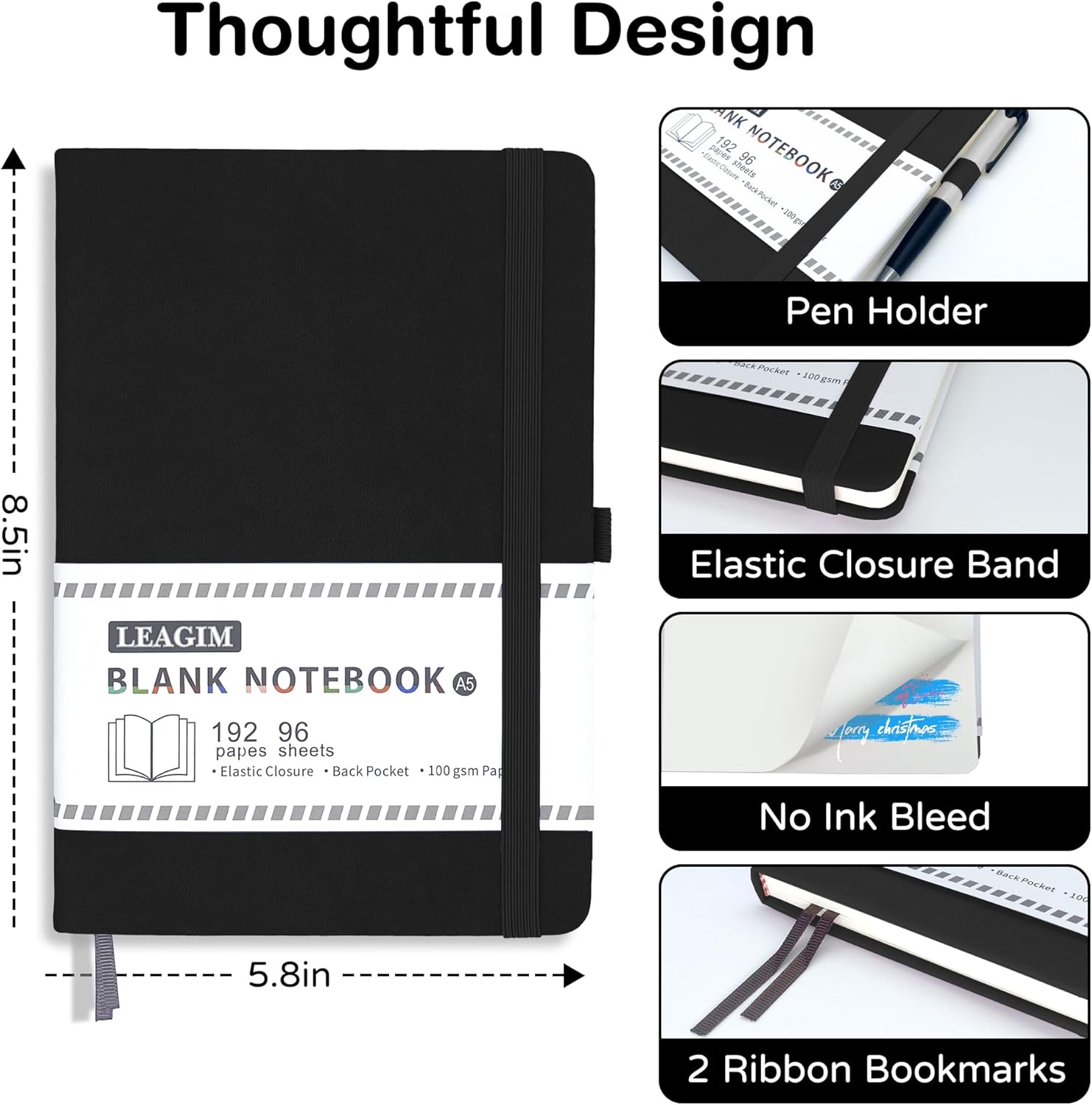 Blank Journal Notebook A5 192  - Leatherwork Books 评论和价格