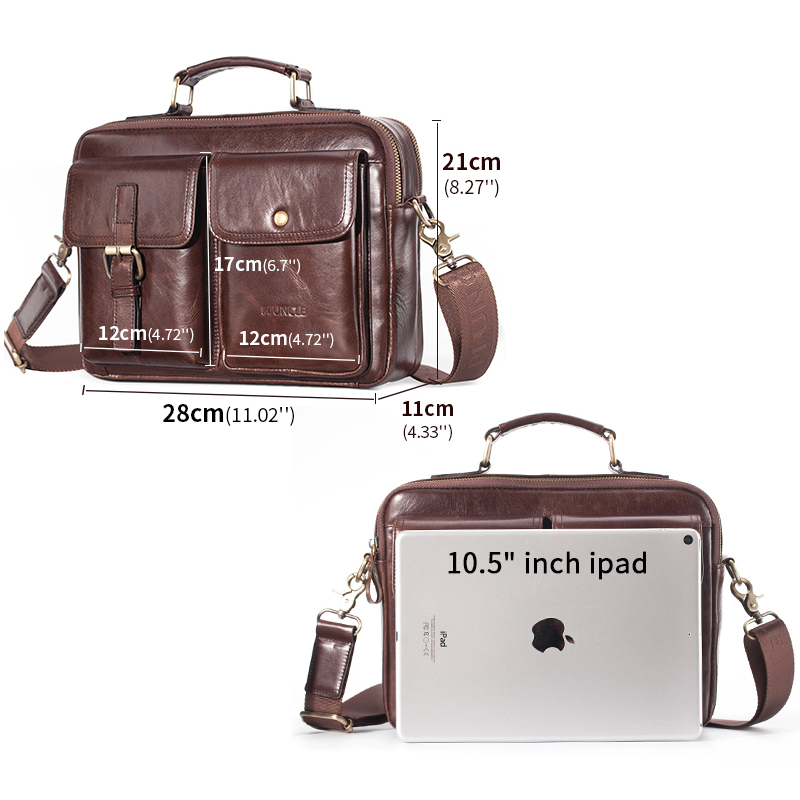 Men's Genuine Leather Shoulder - Leather Work Handbag 评论和价格