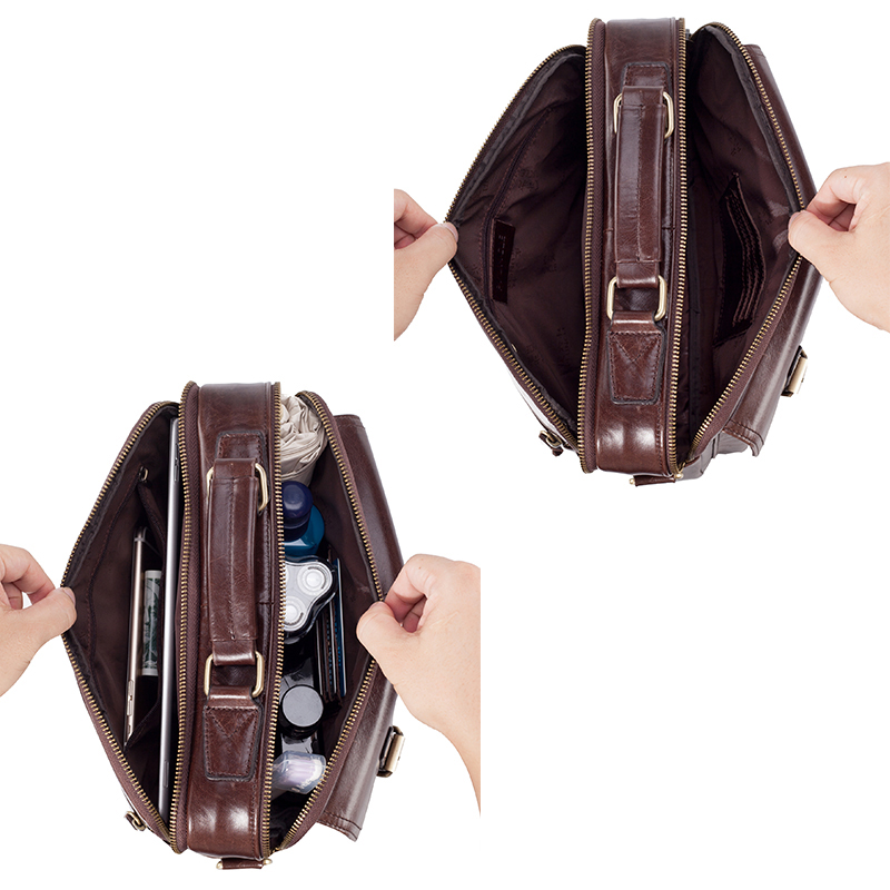 Men's Genuine Leather Shoulder - Leather Work Handbag 评论和价格