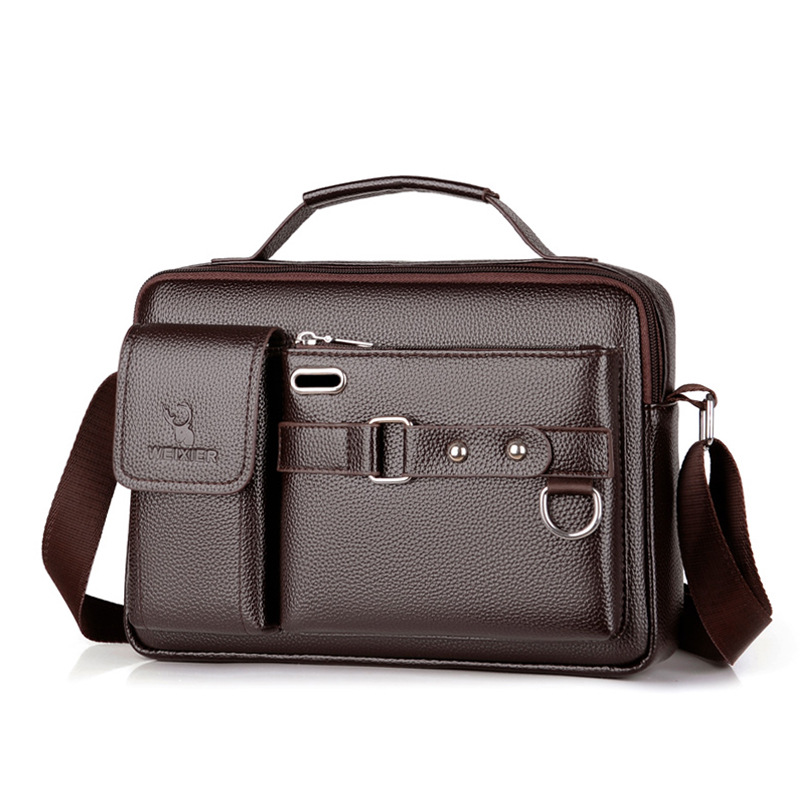 Brand Men Shoulder Bag Pu Leat - Leather Work Handbag 评论和价格