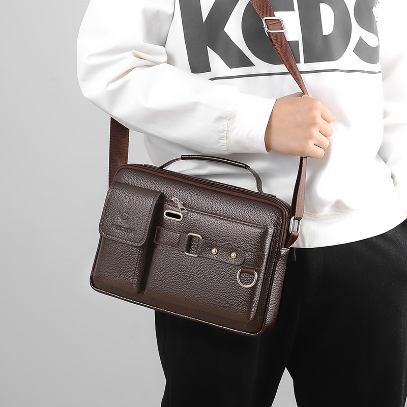 Brand Men Shoulder Bag Pu Leat - Leather Work Handbag 评论和价格