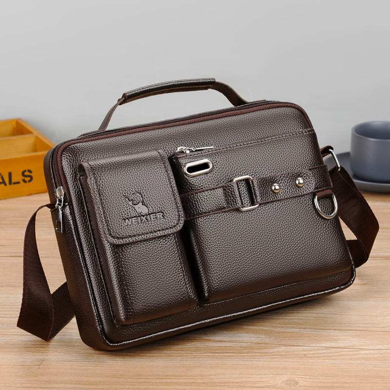 Brand Men Shoulder Bag Pu Leat - Leather Work Handbag 评论和价格