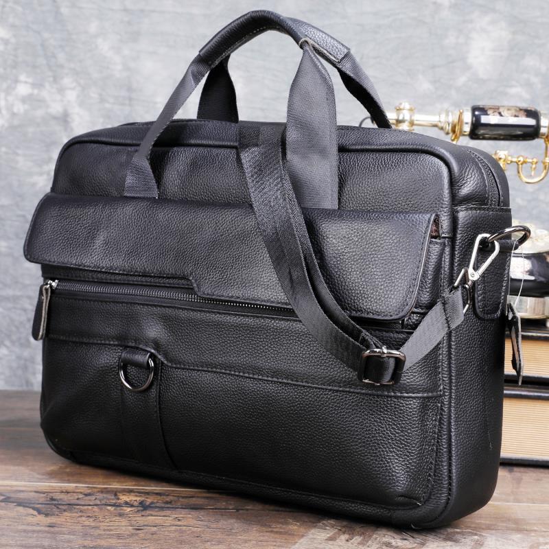 Large Men's Genuine Leather Ha - Leather Work Handbag 评论和价格