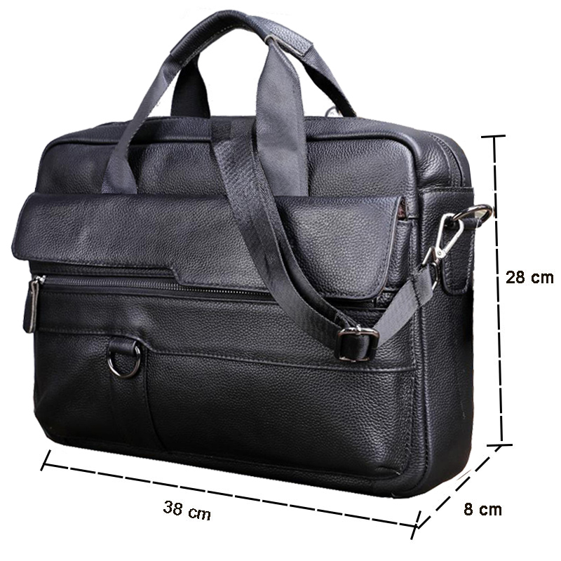 Large Men's Genuine Leather Ha - Leather Work Handbag 评论和价格