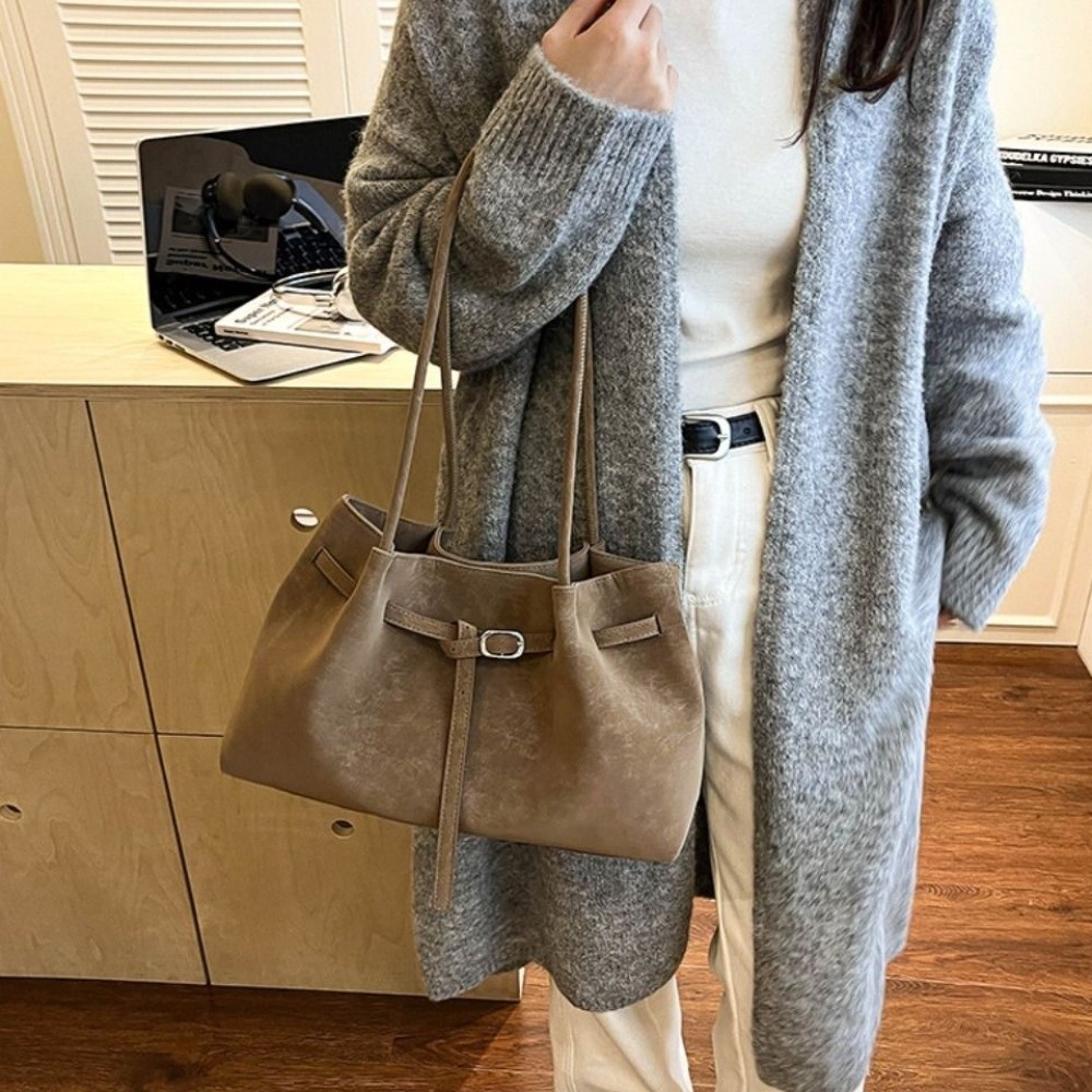 Suede/PU Leather Shoulder Bag  - Leather Work Handbag 评论和价格