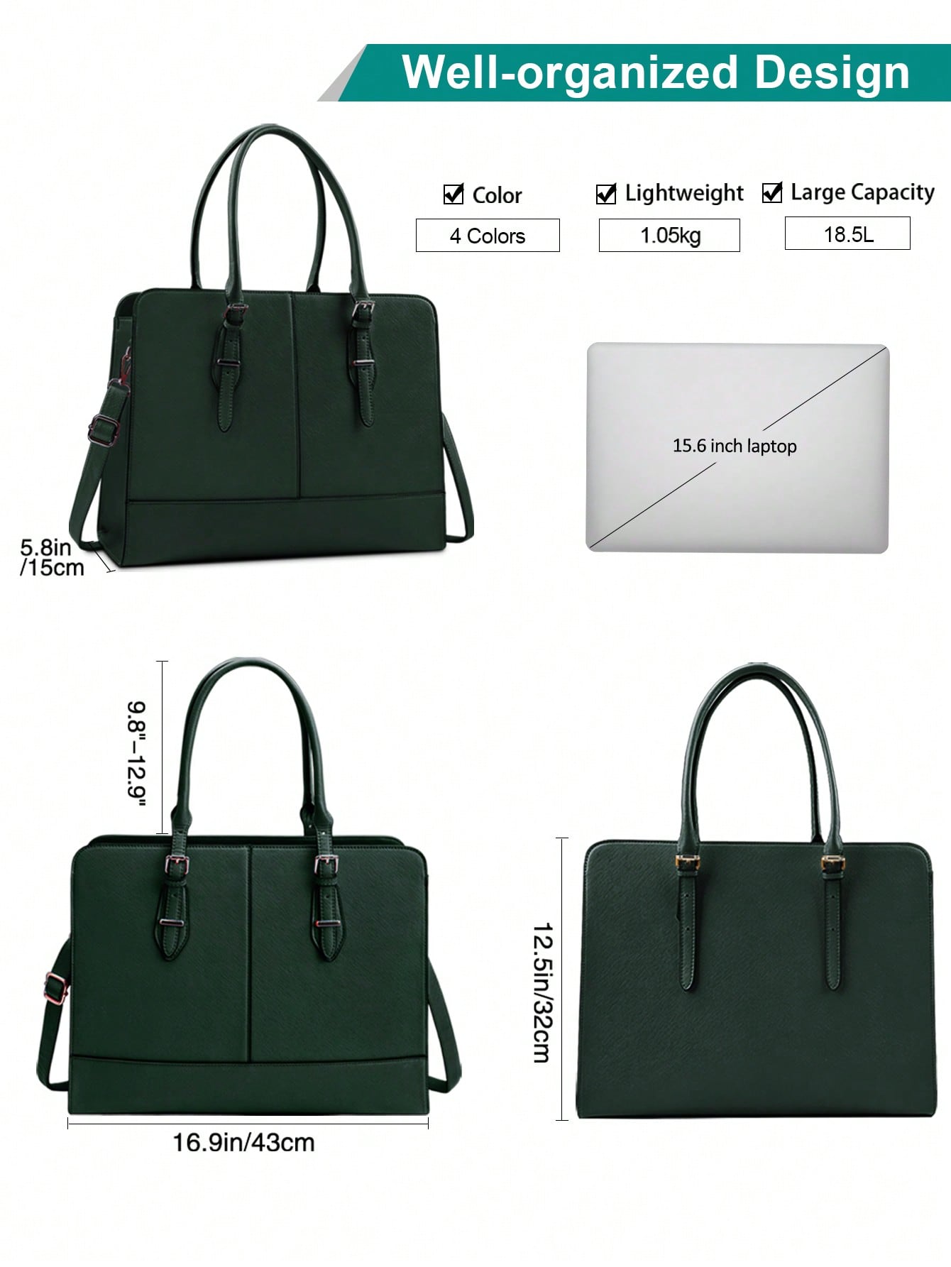 15.6 Inch Leather Laptop Tote  - Leather Work Handbag 评论和价格