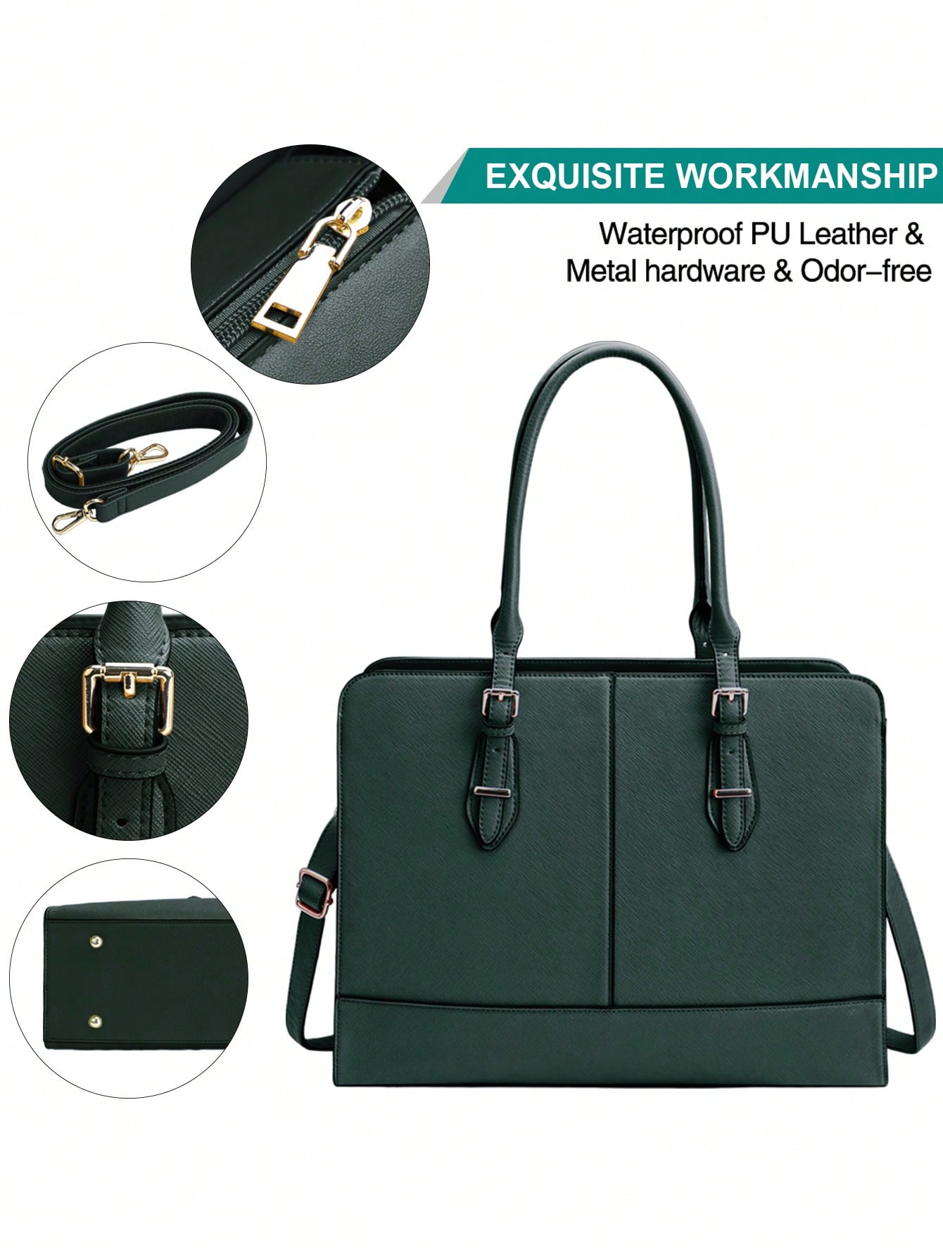 15.6 Inch Leather Laptop Tote  - Leather Work Handbag 评论和价格