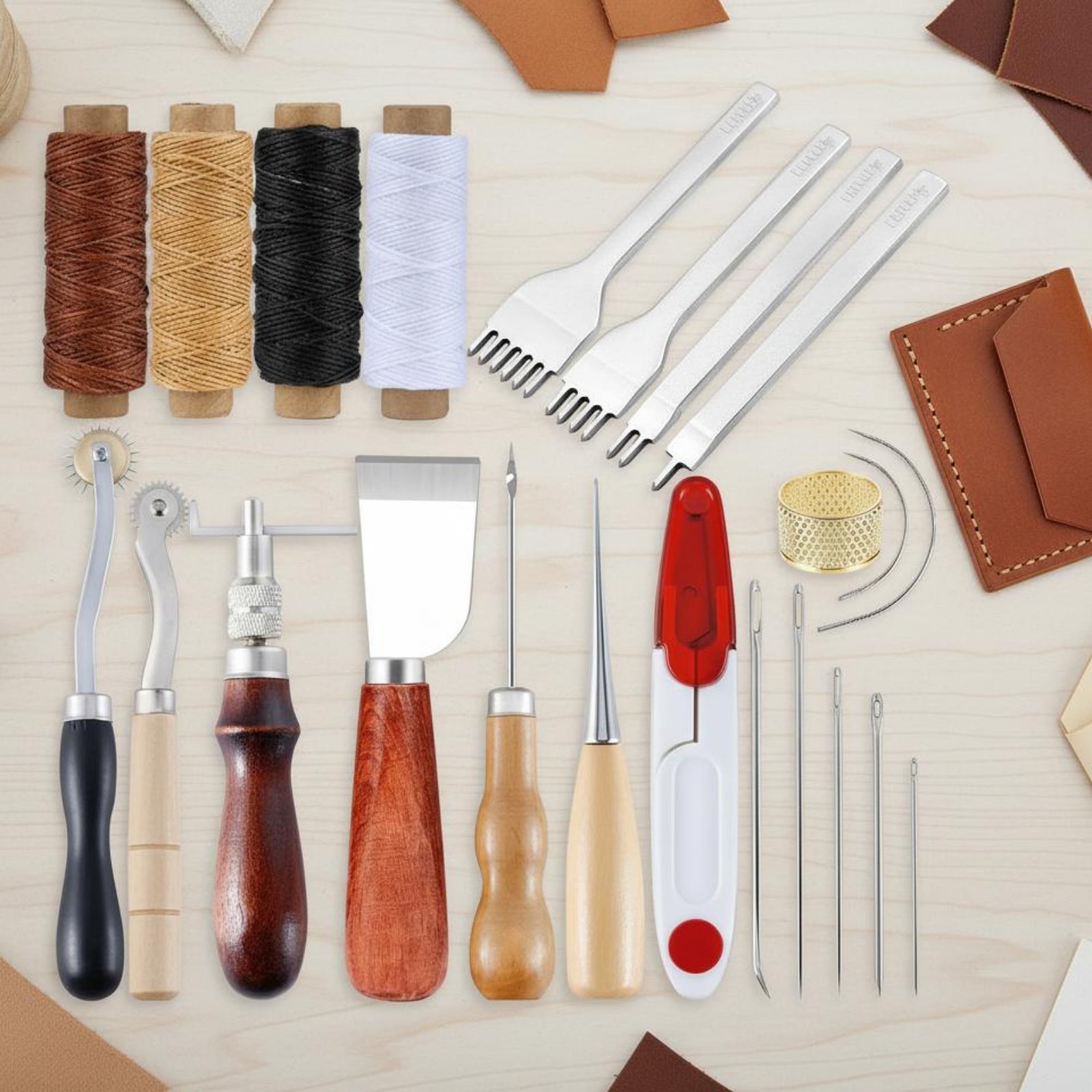 Leather Hand Sewing Tool Set M - Leatherwork For Beginners 评论和价格