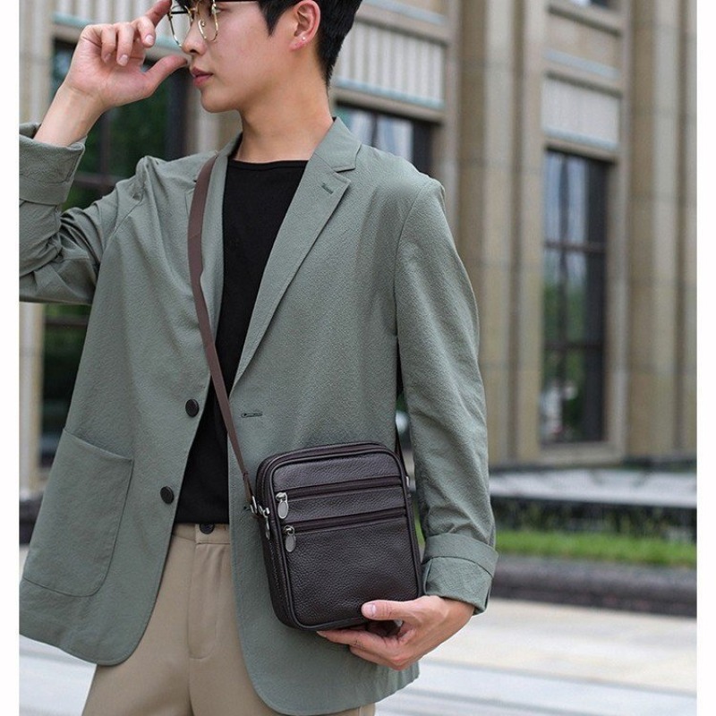Men's Shoulder Messenger Bag C - Leather Work Handbag 评论和价格