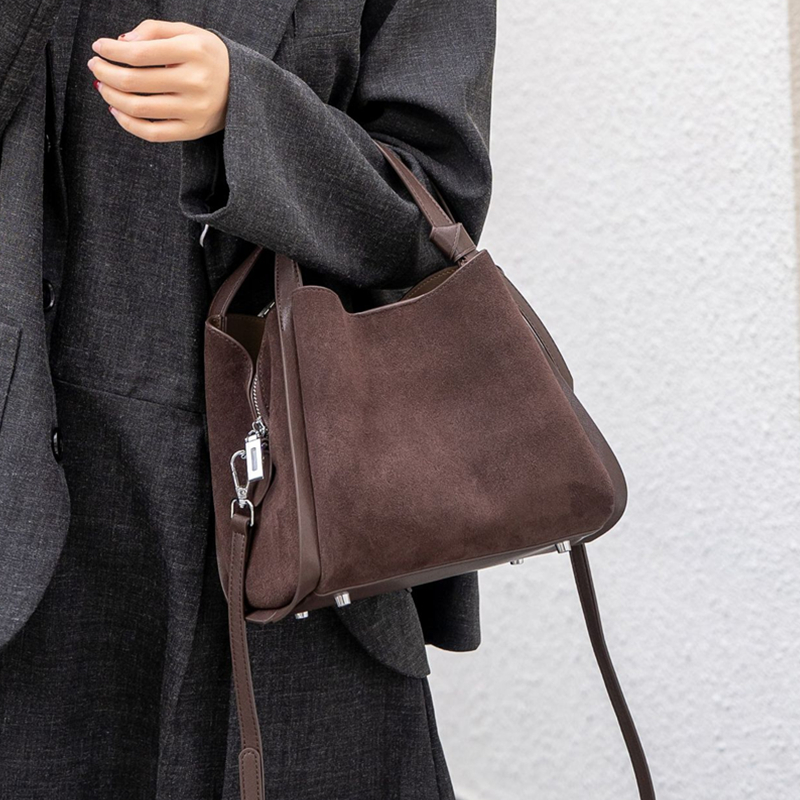 Burminsa Cowhide Suede Genuine - Leather Work Handbag 评论和价格