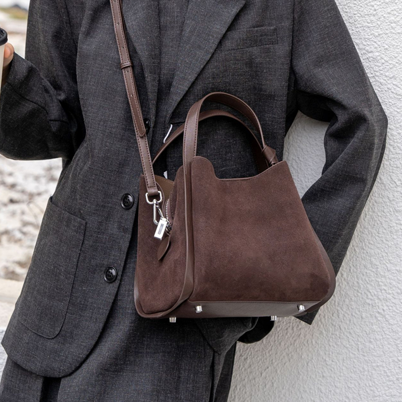 Burminsa Cowhide Suede Genuine - Leather Work Handbag 评论和价格