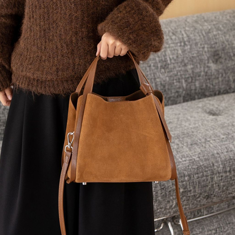 Burminsa Cowhide Suede Genuine - Leather Work Handbag 评论和价格