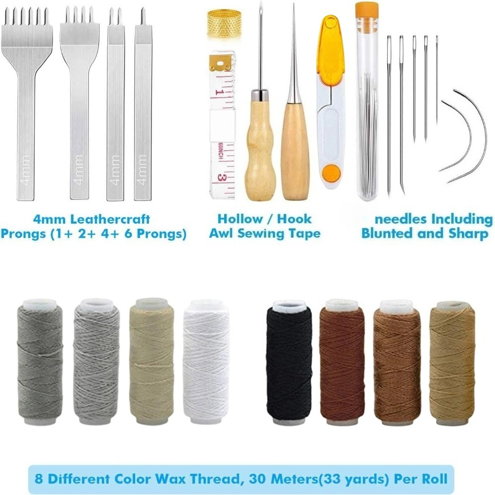 34 Pcs Leather Pouch Kit,Hole  - Leatherwork Punching Tool 评论和价格