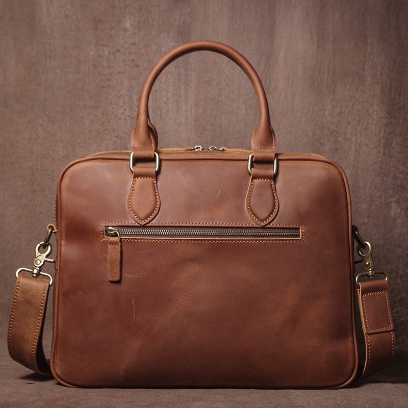 GURO Men Crazy Horse Cowhide B - Leather Work Handbag 评论和价格