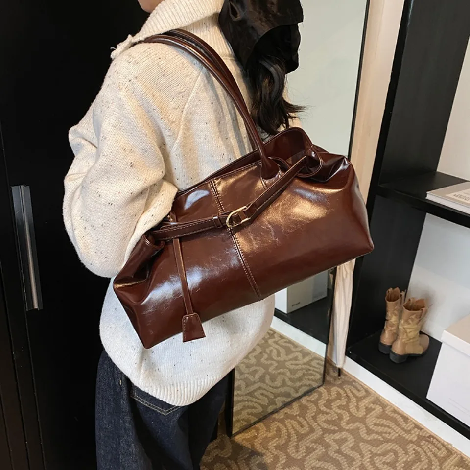Winter Oil PU Leather Hobo Han - Leather Work Handbag 评论和价格
