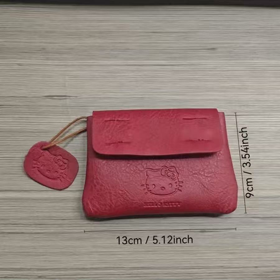 Cute Hello Kitty Red Leather C - Leatherwork Wallet 评论和价格