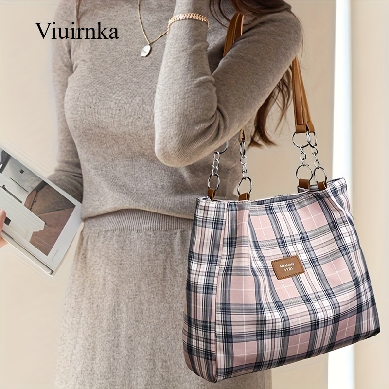 Ladies' Fashion Plaid Handbag  - Leatherwork Essentials 评论和价格