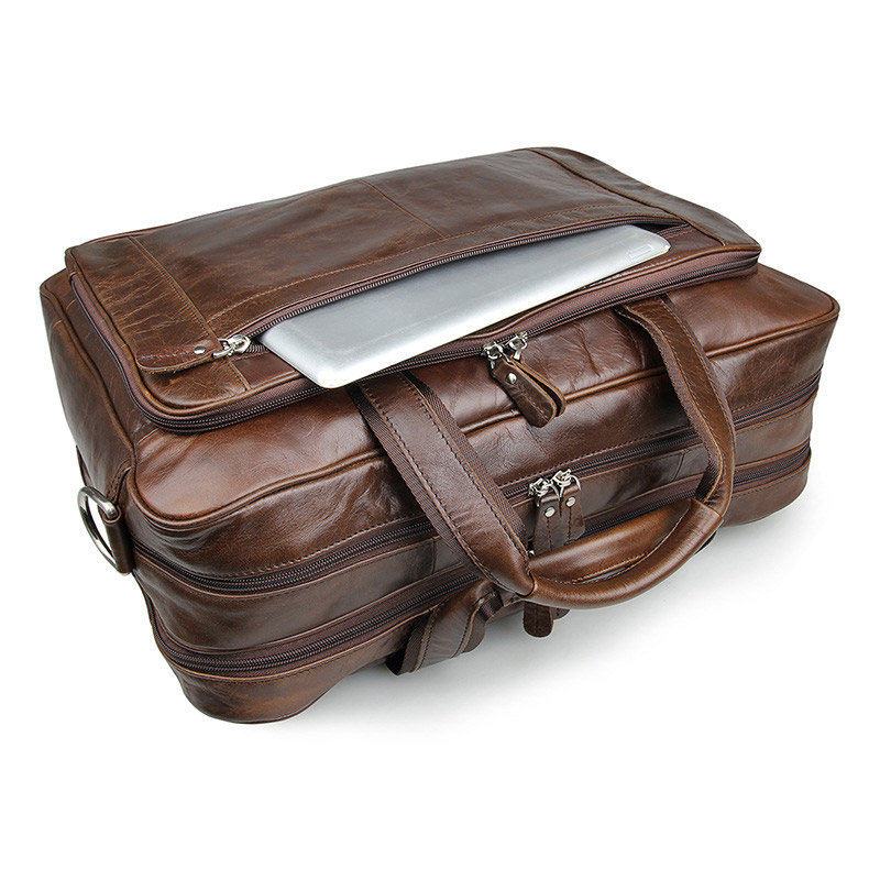 LACHIOUR Genuine Leather Men B - Leather Work Handbag 评论和价格